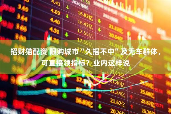 招财猫配资 限购城市“久摇不中”及无车群体，可直接领指标？业内这样说
